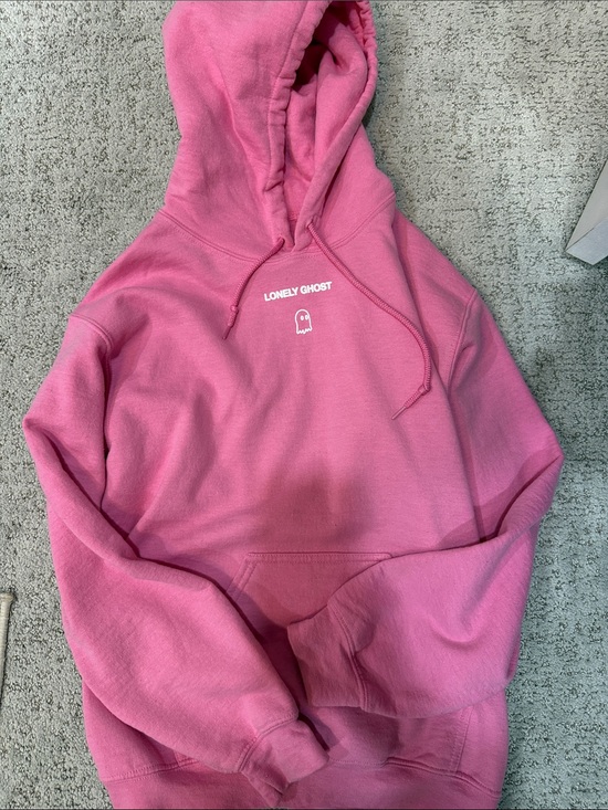 LONELY GHOST Tops - LONELY GHOST Pink Pullover Hoodie with Logo